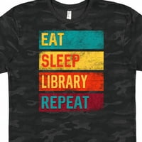 Мастически библиотекарски ядат библиотека за сън Повторете тениска