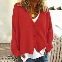 Женски жилетка за женски трикотажни дрехи с еднократни жилетки за жени за жени Red 2XL