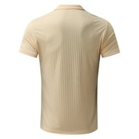 Поло риза за мъже мъжки лятна тениска от солидна щампа еластична запушване на яка с къси ръкави тениски