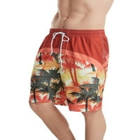Grianlook Men Beach Shorts Флорални щампани дъна средна талия летни къси панталони Мъжки хавайски плажни дрехи Класически годни цветни блок мини панталони y 3xl