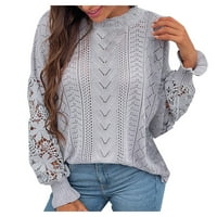 Пуловери за жени дами лятна модна ежедневна шифон пуловер с дълъг ръкав, огромен пуловер, върхове на пуловер