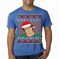 Wild Bobby, Office Phyllis Navidad Честит празник Грозен коледен пуловер мъже Premium Tri Blend Tee, Vintage Royal, XX-Clarge