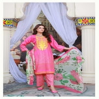 Готов за носене на трева с бродерия Пакистанска рокля за жени с шифон Дупата - три комплекта