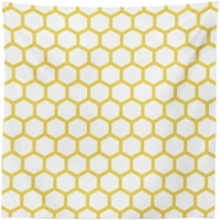 Жълта и бяла покривка, шестоъгълен модел пчелна пчелна пчелна опростена геометрична монохром, правоъгълен капак на маса за трапезария кухненски декор, жълто и бяло