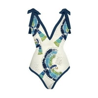Yuwull Swimsuit Women Two Tummy Control Bouthing Suits със Sarong Cover Up Vinatge Print Bikini Cet за жени Monokini бански костюми за жени
