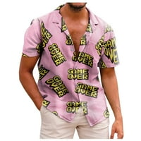 Лятна нова мъжка печатна риза Голяма модна небрежна риза с къс ръкав мъже