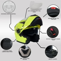 Milwaukee шлемове MPH9809DOT 'йонизиран' неоново жълт модулен шлем за мъже и жени мотоциклетисти w mp7922fmset отоплян балаклава пакет 2x-голям